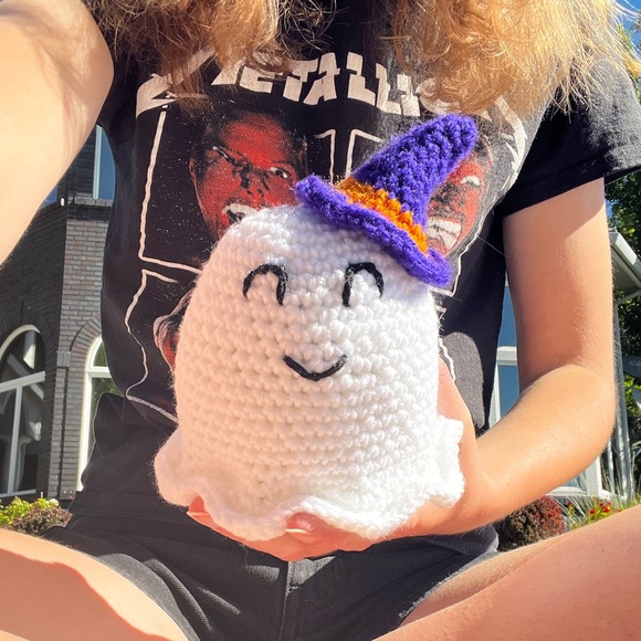 Hand Crocheted Little Witchy Ghost Stuffed Animal Halloween Decor! - Picture 5 of 12